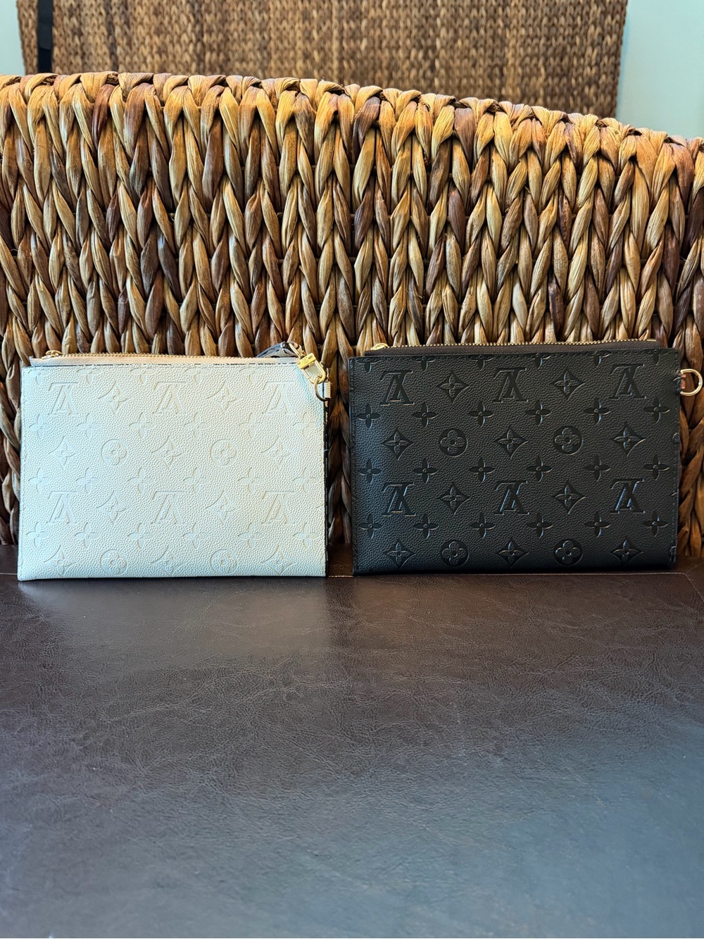 Leopard & Monogram Clutch Wristlet - Ivory & Black ~ Lot of 2 - Picture 2 of 8